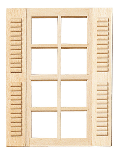 Dollhouse Miniature 1/2" Scale: Std. 8-Light Shutter Window